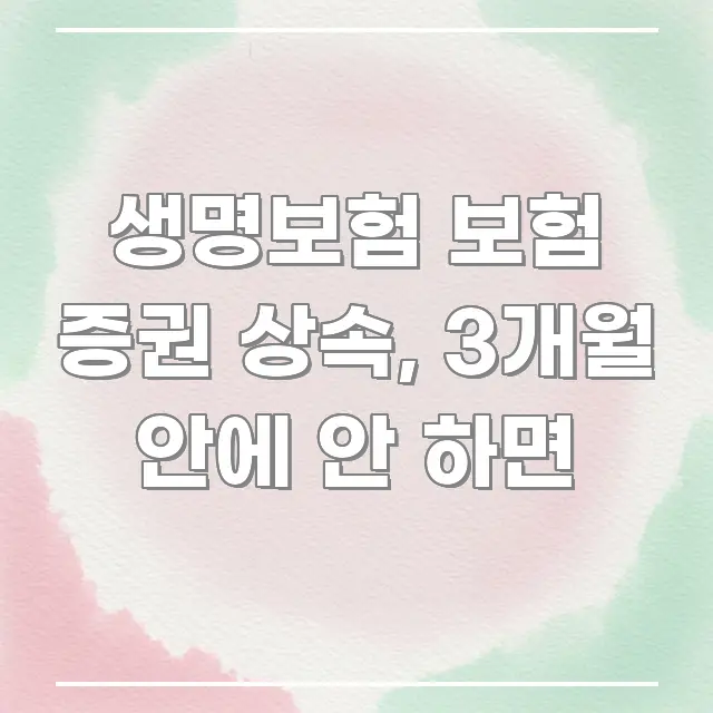 생명보험 보험 증권 상속, 3개월 안에 안 하면 핵심 정보를 압축한 정보 요약 포스터