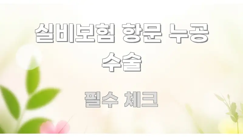 실비보험 항문 누공 수술 정보 이미지 실비보험 항문 누공 수술 핵심 정보 중심의 스마트 정보 카드 - 참고용 이미지