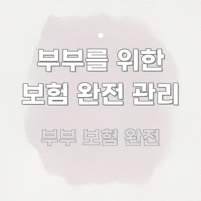 부부를 위한 보험 완전 관리 가독성 높게 정리한 타이포그래피 블로그 표지 - 내용 요약을 위한 이미지