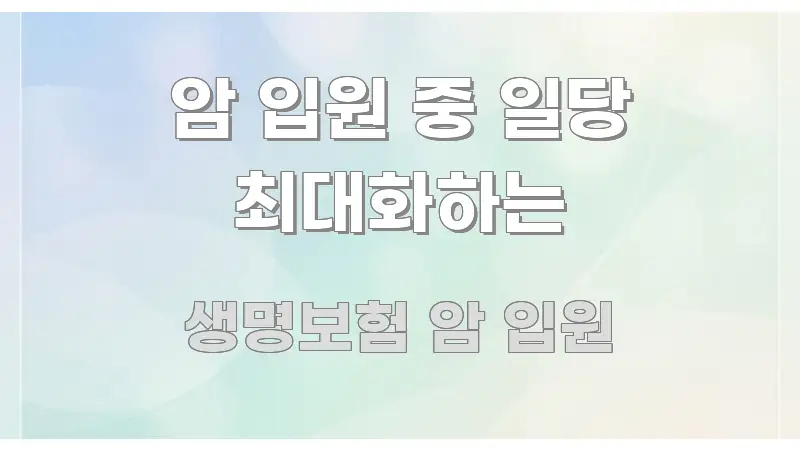 암 입원 중 일당 최대화하는 핵심 요약 암 입원 중 일당 최대화하는 꼭 필요한 정보만 담은 텍스트 중심 디자인 표지 - 참고용 이미지
