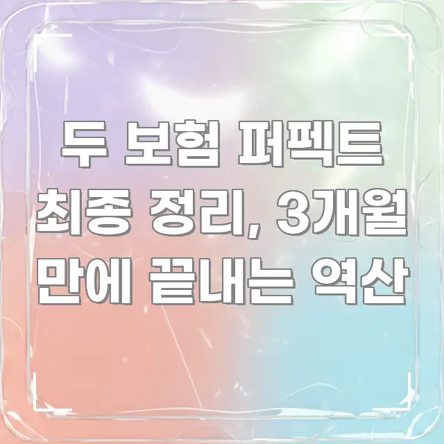 두 보험 퍼펙트 최종 정리, 3개월 만에 끝내는 역산 쉽게 따라할 수 있는 정보 요약 인포그래픽 이미지