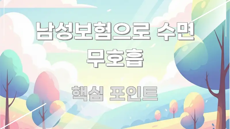 남성보험으로 수면 무호흡 요점만 뽑아낸 깔끔한 인포그래픽 표지 - 설명을 돕는 이미지