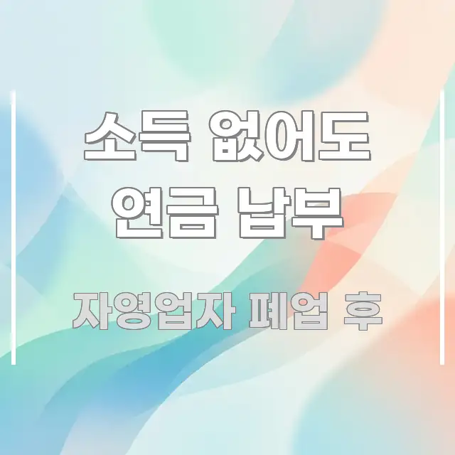 소득 없어도 연금 납부 핵심 내용을 정리한 정보 요약 인포그래픽 이미지 - 참고용 이미지