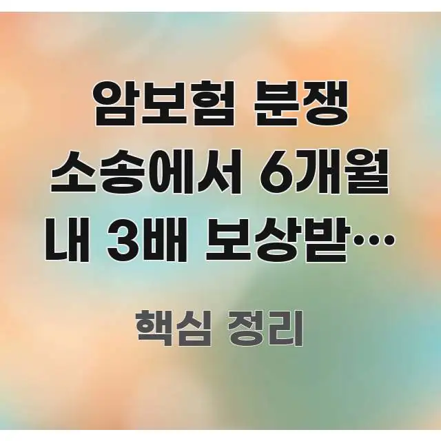 암보험 분쟁 소송에서 6개월 내 3배 보상받는 3가지 독자를 위해 선별한 핵심 정리 썸네일 이미지 - 독자 이해를 위한 이미지