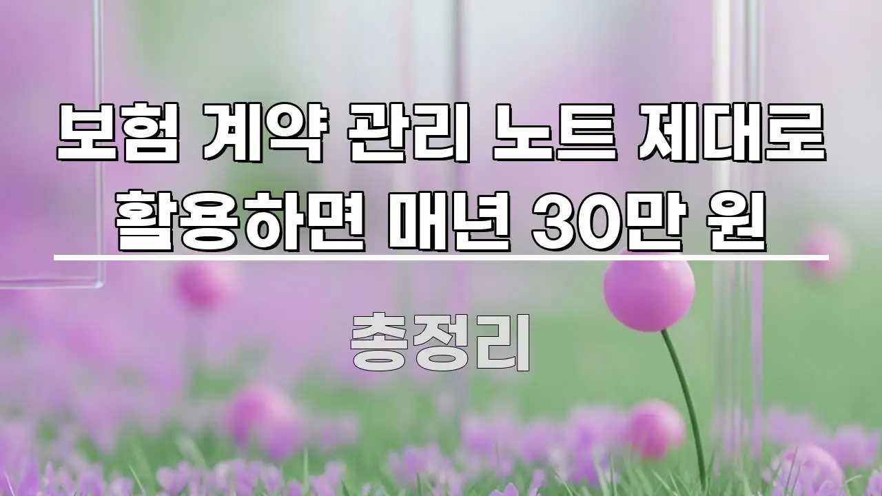 보험 계약 관리 노트 제대로 활용하면 매년 30만 원 이해하기 쉬운 핵심 정보 비주얼
