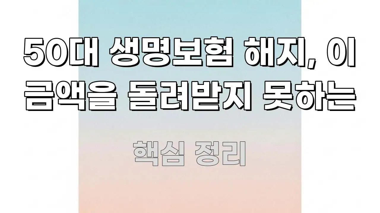 50대 생명보험 해지, 이 금액을 돌려받지 못하는 이해하기 쉬운 포스트 대표 비주얼 이미지 - 참고용 이미지