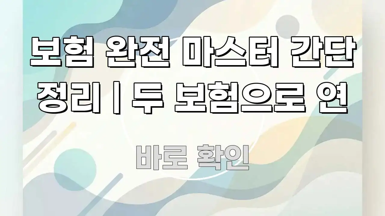 보험 완전 마스터 간단 정리 | 두 보험으로 연 효율적으로 구성된 텍스트 중심 디자인 표지 - 설명을 돕는 이미지