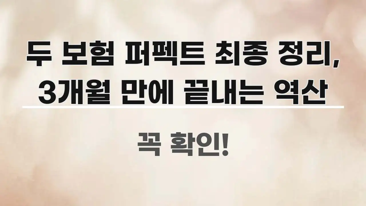 두 보험 퍼펙트 최종 정리, 3개월 만에 끝내는 역산 직관적으로 이해되는 깔끔한 인포그래픽 표지 - 가독성을 높이는 이미지