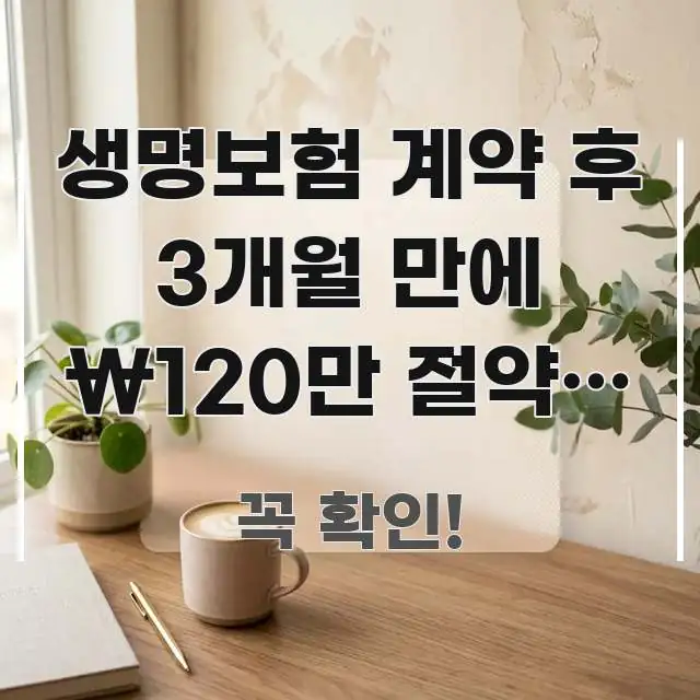 생명보험 계약 후 3개월 만에 ₩120만 절약한 비결 한눈에 들어오는 타이포그래피 블로그 표지 - 본문 내용과 연관된 이미지