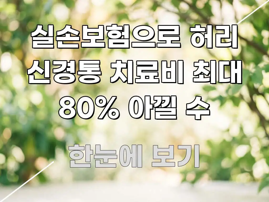 실손보험으로 허리 신경통 치료비 최대 80% 아낄 수 구조적으로 정리된 핵심 정보 비주얼 - 독자 이해를 위한 이미지