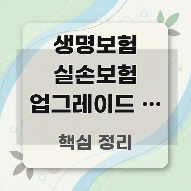 생명보험 실손보험 업그레이드 시 매년 320만 원 검증된 정보로 구성된 정보 요약 인포그래픽 이미지 - 내용 요약을 위한 이미지