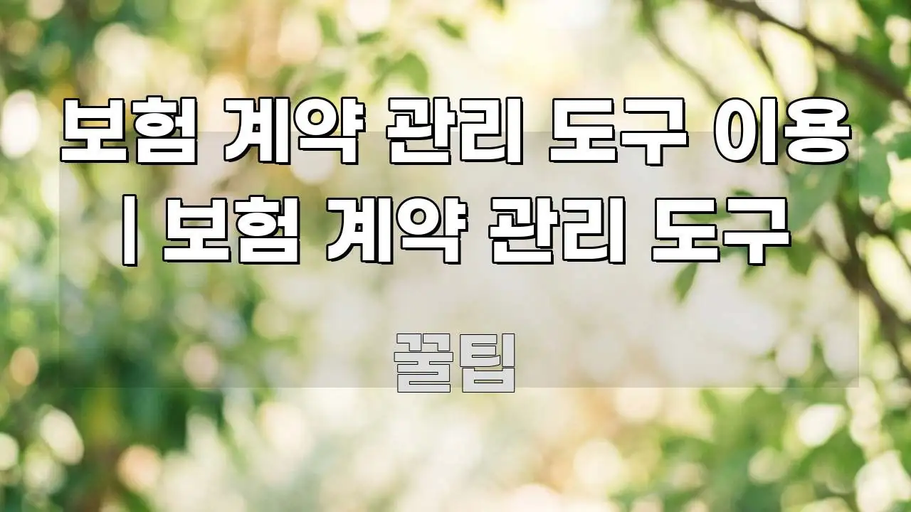 보험 계약 관리 도구 이용 | 보험 계약 관리 도구 독자를 위해 선별한 스마트 정보 카드 - 본문 내용과 연관된 이미지