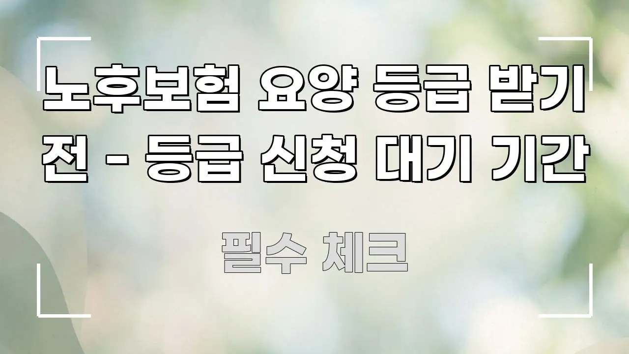 노후보험 요양 등급 받기 전 - 등급 신청 대기 기간 심플하고 명확하게 정리한 핵심 정리 썸네일 이미지 - 글 흐름을 돕는 시각 자료
