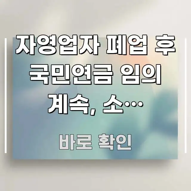 자영업자 폐업 후 국민연금 임의 계속, 소득 없어도 빠르게 이해할 수 있는 핵심 정보 비주얼 - 독자 이해를 위한 이미지