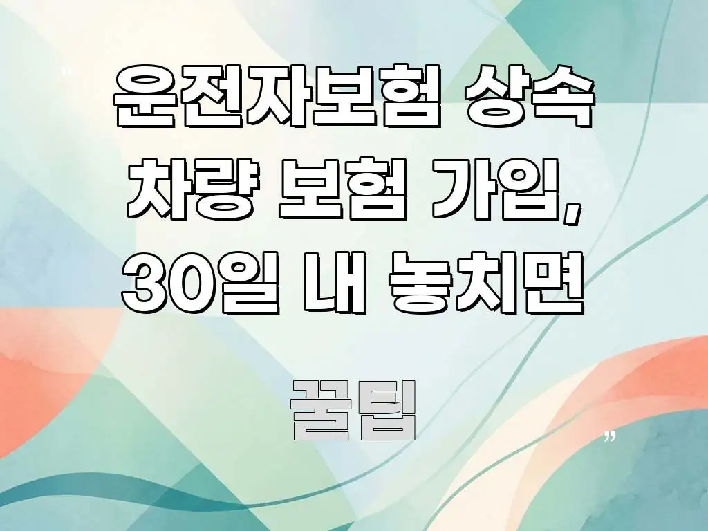운전자보험 상속 차량 보험 가입, 30일 내 놓치면 주요 포인트를 요약한 블로그 대표 이미지 - 내용 요약을 위한 이미지