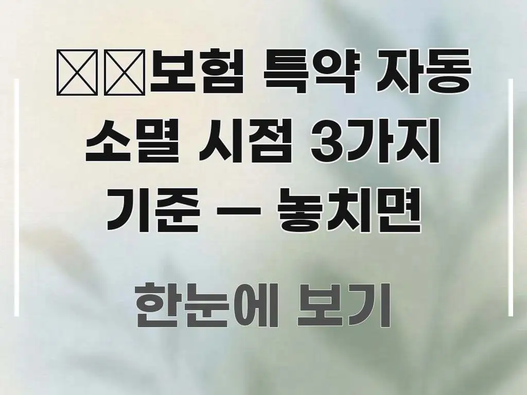 生命보험 특약 자동 소멸 시점 3가지 기준 — 놓치면 꼭 알아야 할 정보를 담은 블로그 대표 이미지 - 독자 이해를 위한 이미지