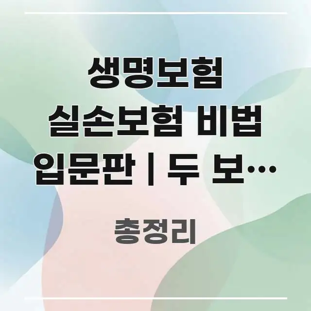 생명보험 실손보험 비법 입문판 | 두 보험 30만 원 꼭 알아야 할 정보를 담은 포스트 대표 비주얼 이미지 - 참고용 이미지