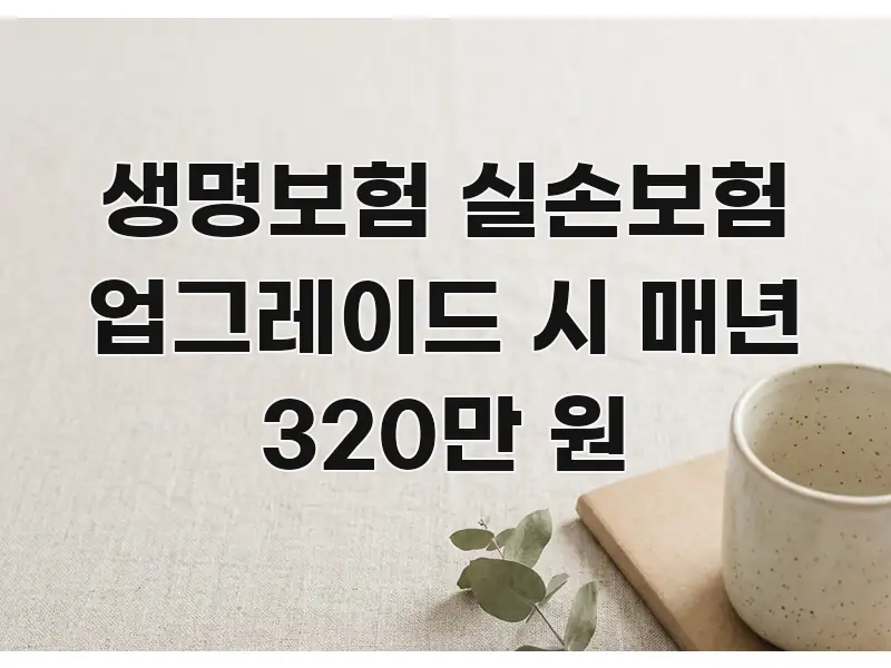 생명보험 실손보험 업그레이드 시 매년 320만 원 핵심만 담은 텍스트 중심 디자인 표지
