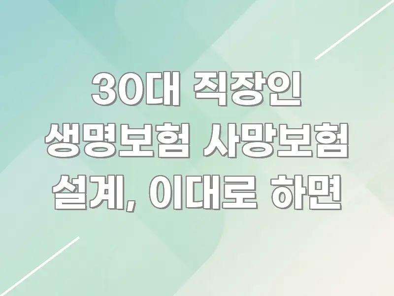 30대 직장인 생명보험 사망보험 설계, 이대로 하면 꼼꼼하게 정리된 스마트 정보 카드