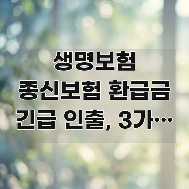 생명보험 종신보험 환급금 긴급 인출, 3가지 방법으로 명확하게 정리된 블로그 포스트 커버 이미지