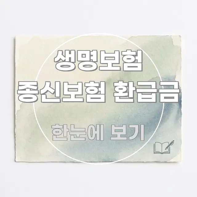 생명보험 종신보험 환급금 직관적으로 이해되는 텍스트 중심 디자인 표지