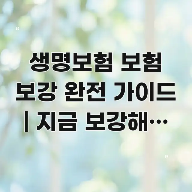 생명보험 보험 보강 완전 가이드 | 지금 보강해도 늦지 요점만 뽑아낸 글 소개 썸네일 이미지