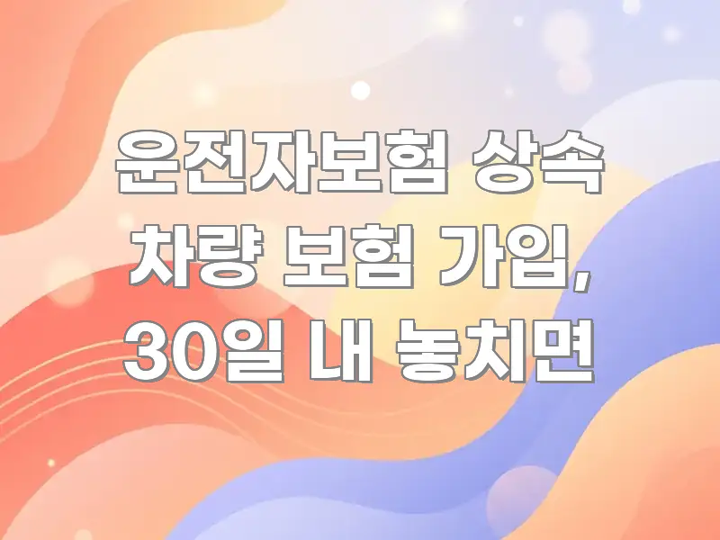 운전자보험 상속 차량 보험 가입, 30일 내 놓치면 직관적으로 이해되는 정보 요약 인포그래픽 이미지 - 내용 요약을 위한 이미지