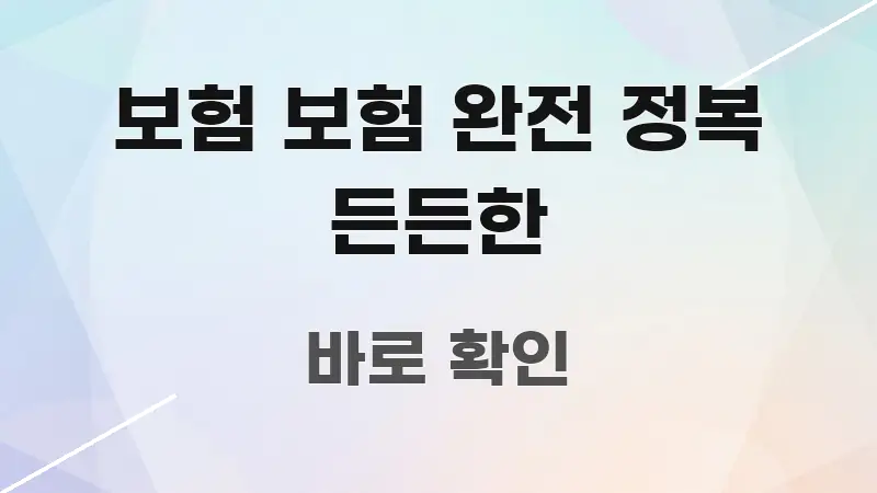 보험 보험 완전 정복 든든한 한눈에 들어오는 블로그 섹션 구분 이미지 - 내용 요약을 위한 이미지