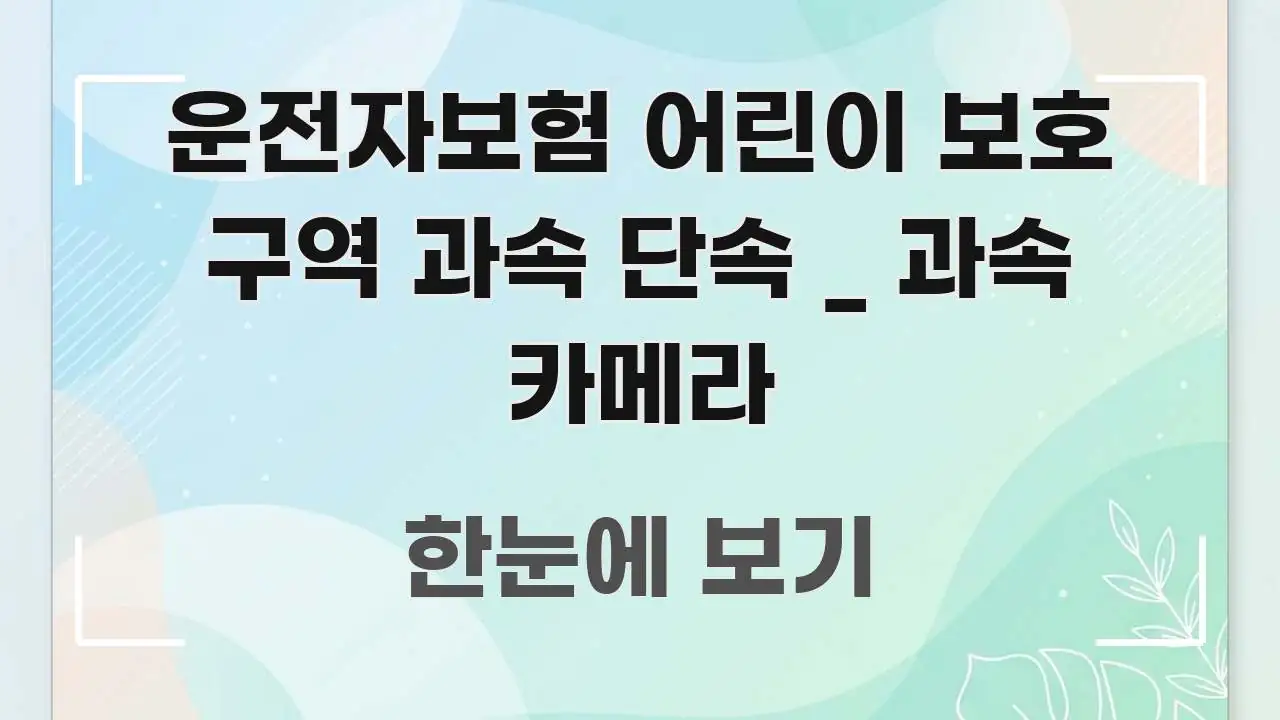 운전자보험 어린이 보호 구역 과속 단속 _ 과속 카메라 독자를 위해 선별한 포스트 대표 비주얼 이미지 - 글 흐름을 돕는 시각 자료