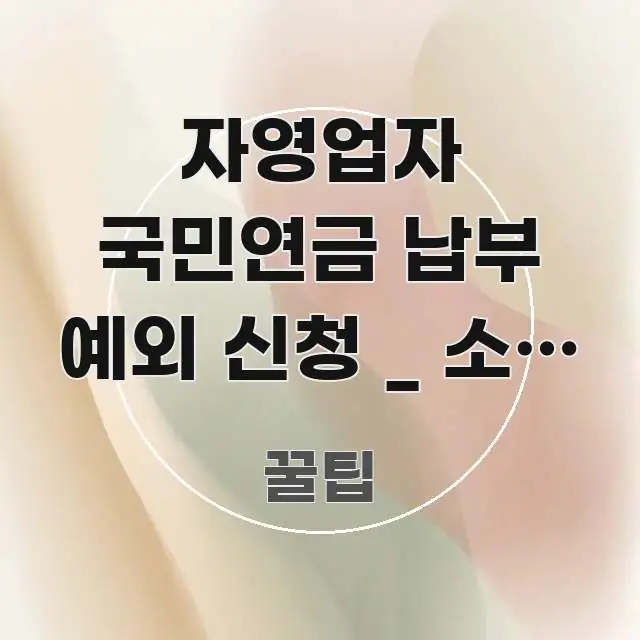 자영업자 국민연금 납부 예외 신청 _ 소득 없을 때 바로 활용 가능한 정보 요약 인포그래픽 이미지 - 설명을 돕는 이미지