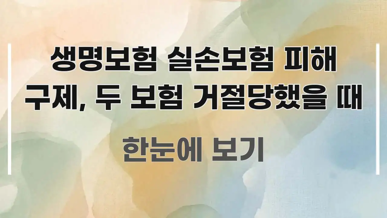 생명보험 실손보험 피해 구제, 두 보험 거절당했을 때 알기 쉽게 정리한 정보 요약 포스터 - 참고용 이미지
