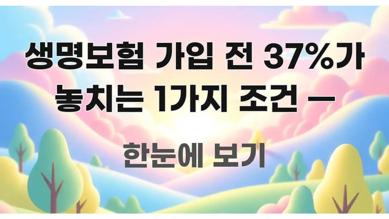 생명보험 가입 전 37%가 놓치는 1가지 조건 — 깔끔하게 정리된 핵심 정리 썸네일 이미지