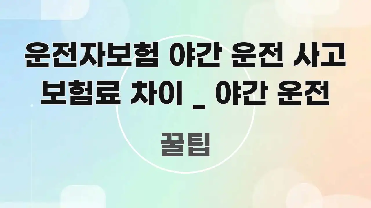 운전자보험 야간 운전 사고 보험료 차이 _ 야간 운전 빠르게 이해할 수 있는 정보 요약 인포그래픽 이미지 - 참고용 이미지