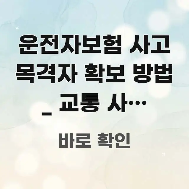 운전자보험 사고 목격자 확보 방법 _ 교통 사고 목격자 핵심 내용을 정리한 텍스트형 카드뉴스 표지 이미지