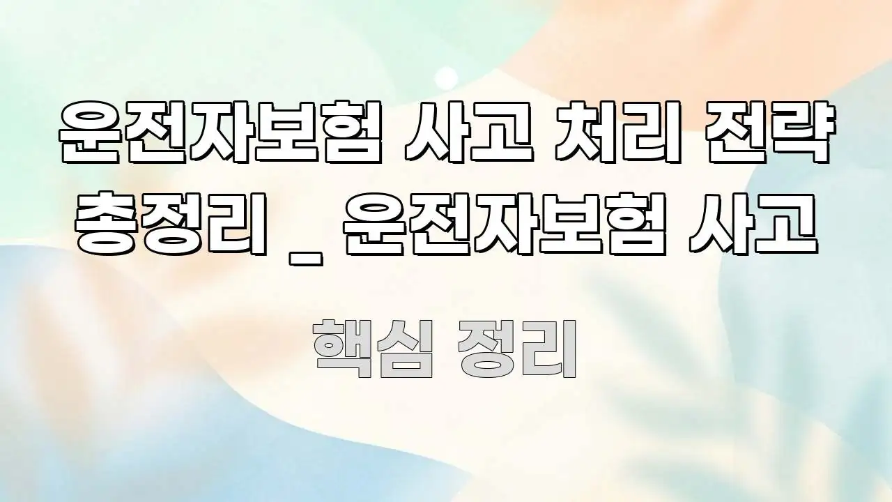 운전자보험 사고 처리 전략 총정리 _ 운전자보험 사고 주요 포인트를 요약한 콘텐츠 요약 표지 이미지 - 설명을 돕는 이미지