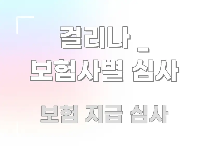 걸리나 _ 보험사별 심사 핵심 요약 걸리나 _ 보험사별 심사 심플하고 명확하게 정리한 포스트 대표 비주얼 이미지 - 독자 이해를 위한 이미지