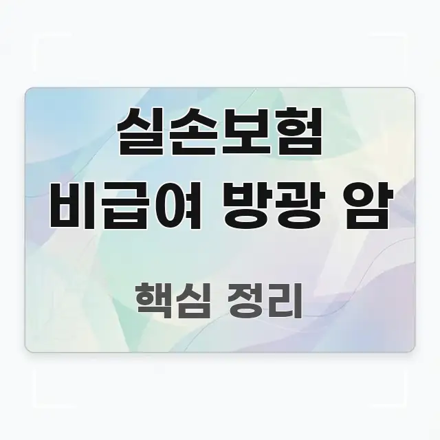 실손보험 비급여 방광 암 핵심 정보 중심의 포스트 대표 비주얼 이미지 - 내용 요약을 위한 이미지