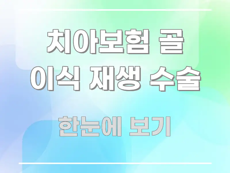 치아보험 골 이식 재생 수술 효율적으로 구성된 정보 요약 인포그래픽 이미지 - 글 흐름을 돕는 시각 자료