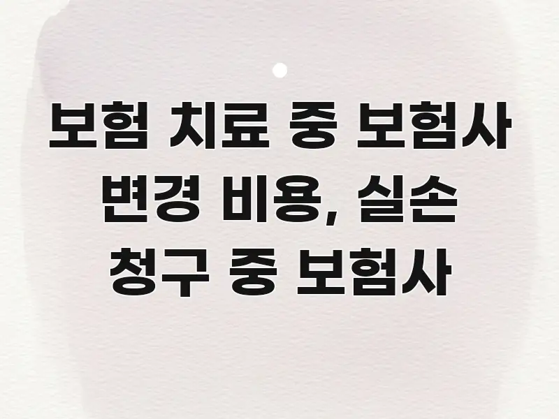 보험 치료 중 보험사 변경 비용, 실손 청구 중 보험사 깔끔하게 정리된 핵심 정리 썸네일 이미지 - 참고용 이미지