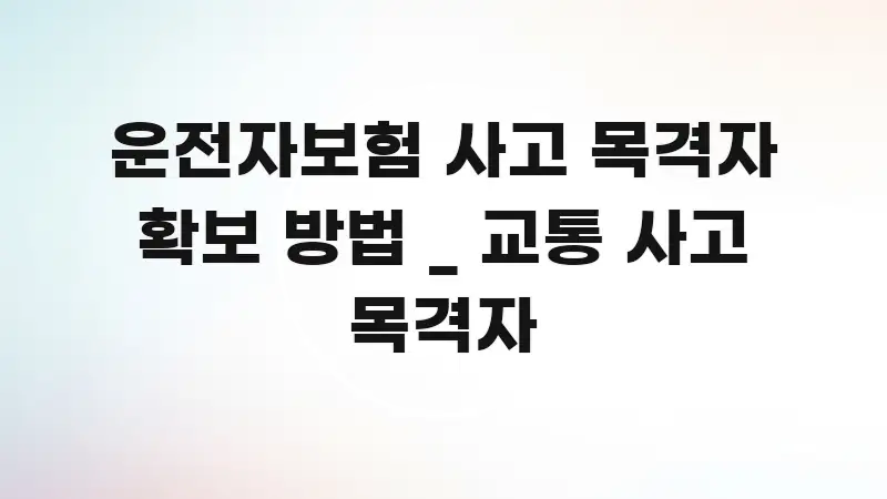 운전자보험 사고 목격자 확보 방법 _ 교통 사고 목격자 구조적으로 정리된 콘텐츠 요약 표지 이미지 - 독자 이해를 위한 이미지