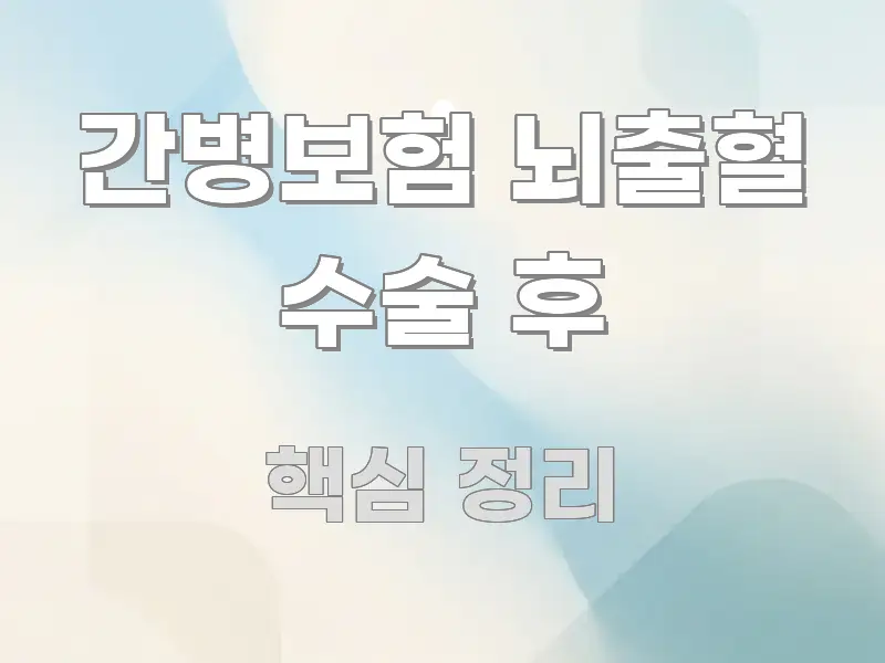 간병보험 뇌출혈 수술 후 심플하고 명확하게 정리한 핵심 정리 썸네일 이미지 - 활용 예시 이미지