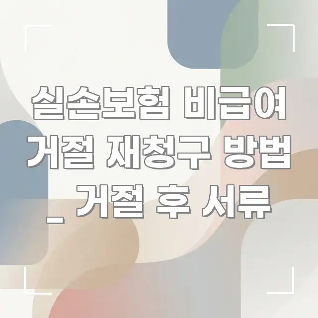 실손보험 비급여 거절 재청구 방법 _ 거절 후 서류 꼼꼼하게 정리된 텍스트 중심 디자인 표지 - 설명을 돕는 이미지