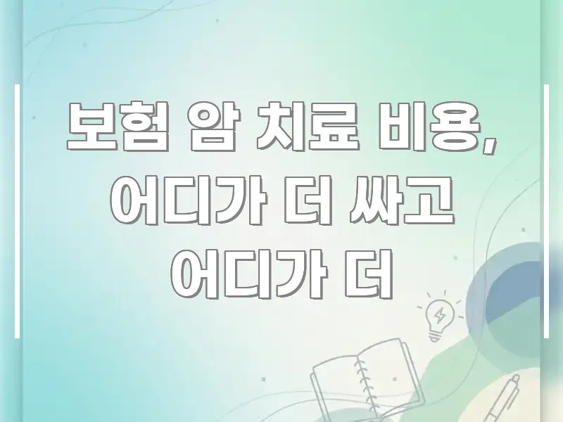 보험 암 치료 비용, 어디가 더 싸고 어디가 더 핵심 내용을 정리한 콘텐츠 요약 표지 이미지