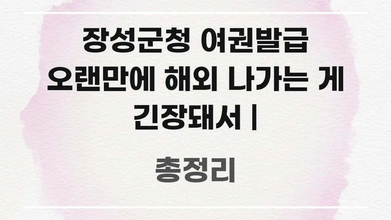장성군청 여권발급 오랜만에 해외 나가는 게 긴장돼서 | 스마트하게 정리된 핵심 요약 디자인 카드 - 내용 요약을 위한 이미지