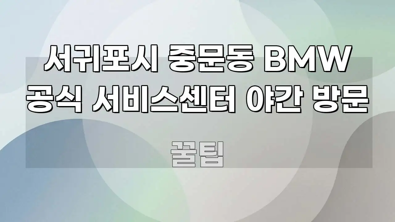 서귀포시 중문동 BMW 공식 서비스센터 야간 방문 직관적으로 이해되는 텍스트형 카드뉴스 표지 이미지