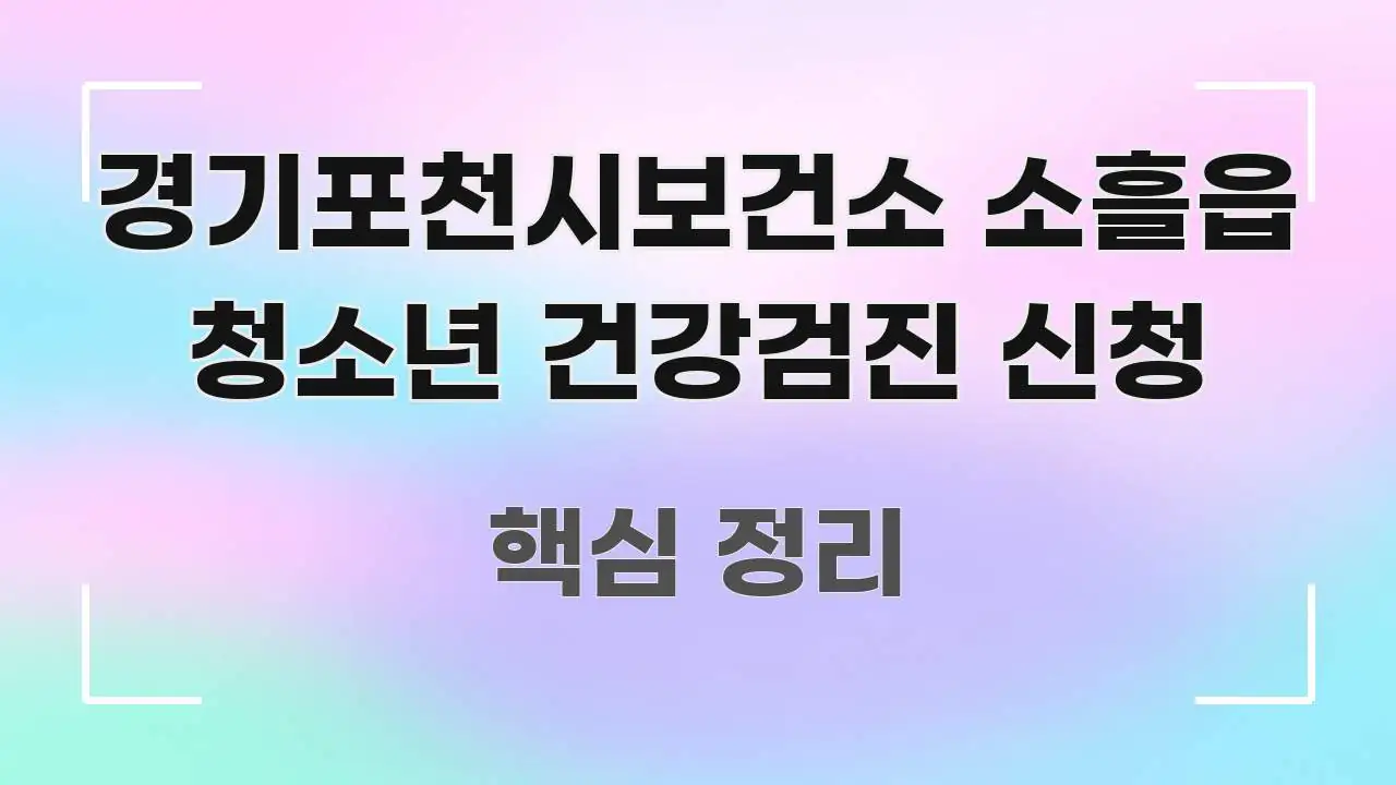 경기포천시보건소 소흘읍 청소년 건강검진 신청 주요 흐름을 설명한 블로그 헤더 이미지 - 가독성을 높이는 이미지