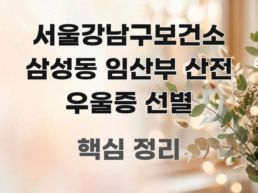 서울강남구보건소 삼성동 임산부 산전 우울증 선별 핵심 정보를 압축한 스마트 정보 카드 - 내용 요약을 위한 이미지