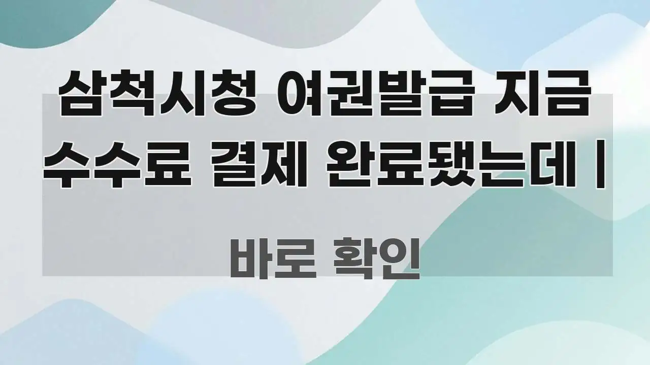 삼척시청 여권발급 지금 수수료 결제 완료됐는데 | 간결하고 명료한 정보 요약 포스터 - 활용 예시 이미지