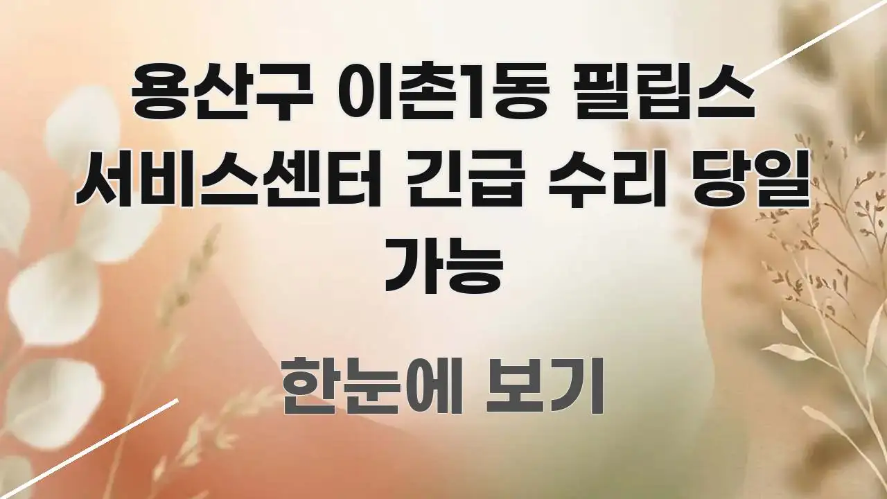 용산구 이촌1동 필립스 서비스센터 긴급 수리 당일 가능 효율적으로 구성된 정보 카드 디자인 이미지 - 독자 이해를 위한 이미지