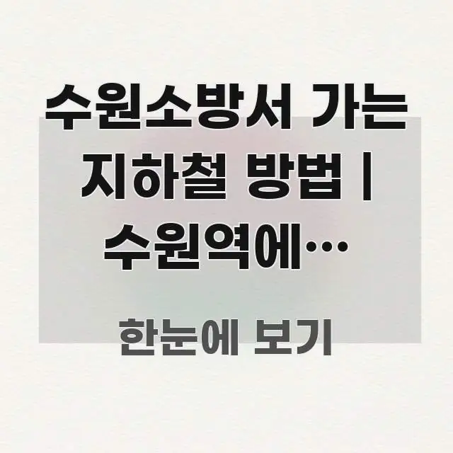 수원소방서 가는 지하철 방법 | 수원역에서 버스로 가는 효율적으로 구성된 미니멀 블로그 썸네일 - 설명을 돕는 이미지
